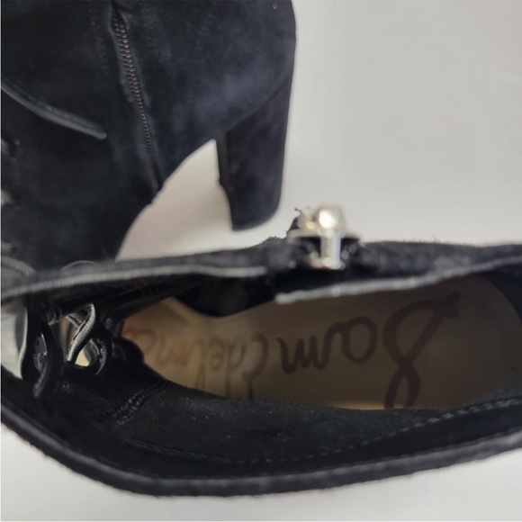 Sam Edelman Yvie Suede Black Lace Up Booties - Picture 6 of 9